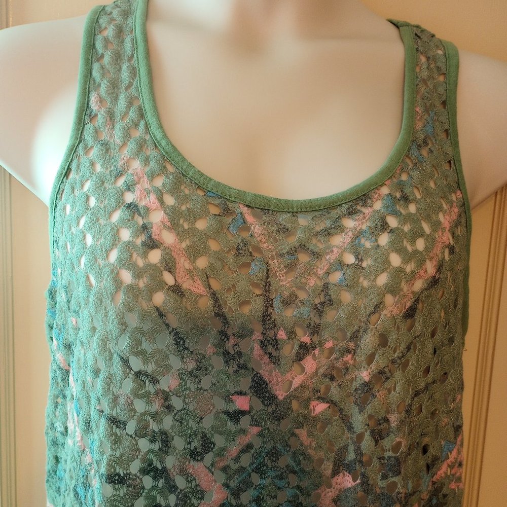 No Boundaries green crochet tank top XL